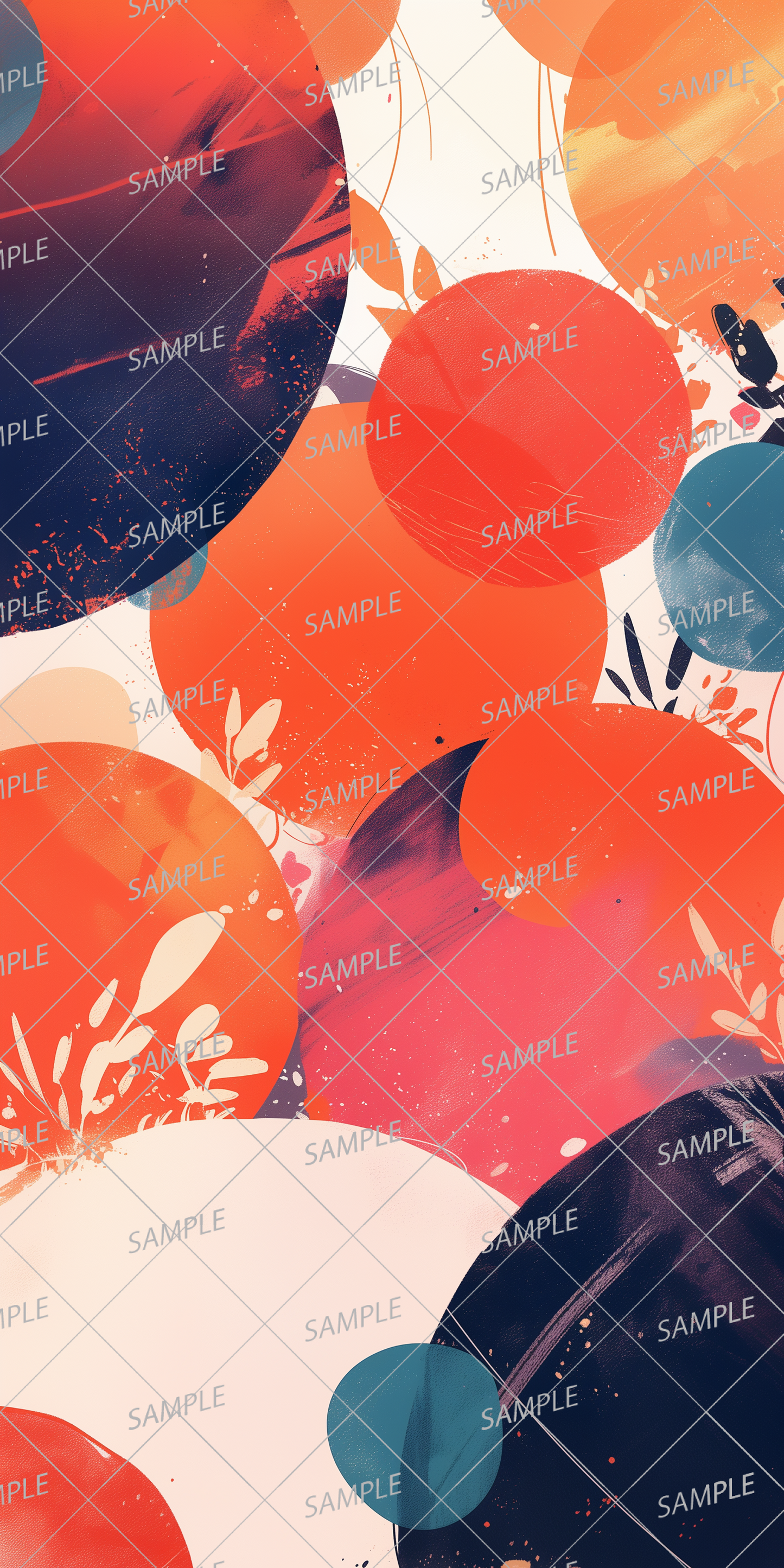 AA-0022: Japanese style, warm colored circular abstract design