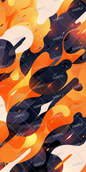 AA-0032: Fiery black and orange abstract art