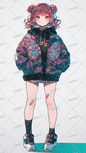 AA-0209: A girl wearing a bandaid and a colorful jacket