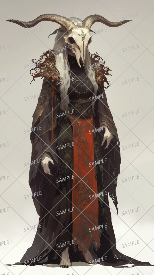 AA-0221: Witch wearing a goat skull mask