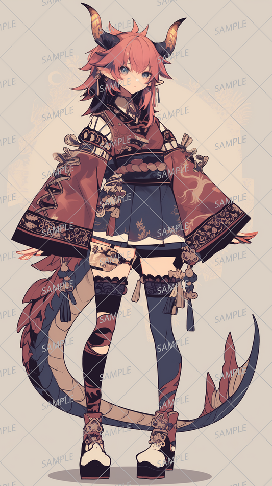 AA-0225: A dragon girl in a gorgeous Japanese costume