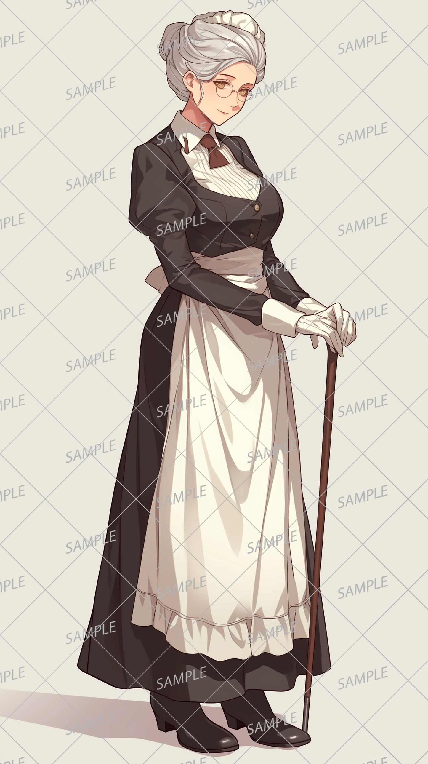 AA-0260: A calm and elegant maid wearing glasses