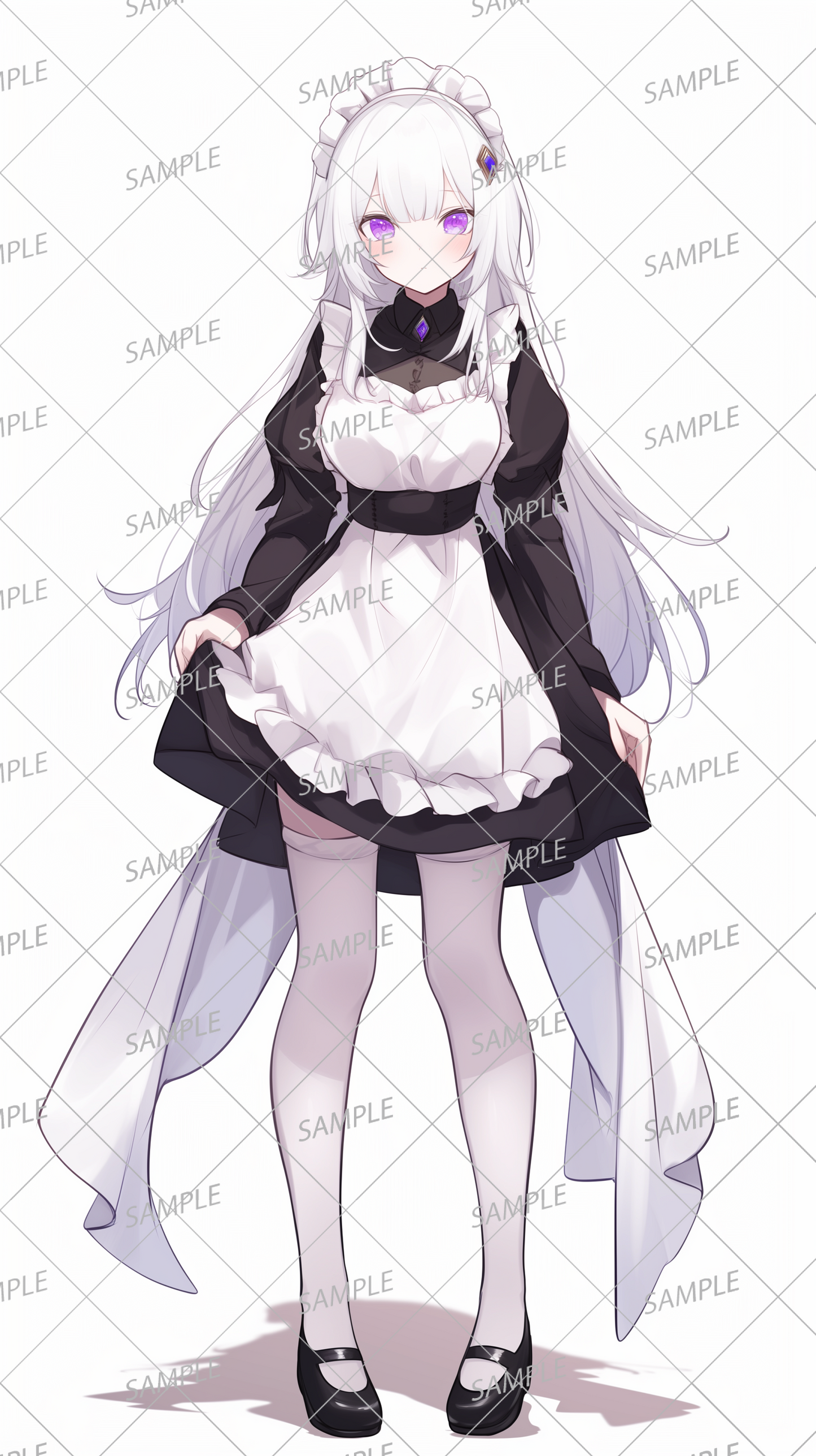 AA-0283: A neat and pretty maid with long white hair