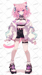 AA-0292: A pop gal-style pink cat-eared girl