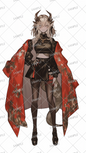 AA-0294: A blonde woman with horns wearing a Japanese-style red cape