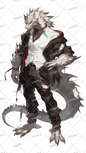 AA-0296: A modern dressed lizard-man with white scales and red eyes