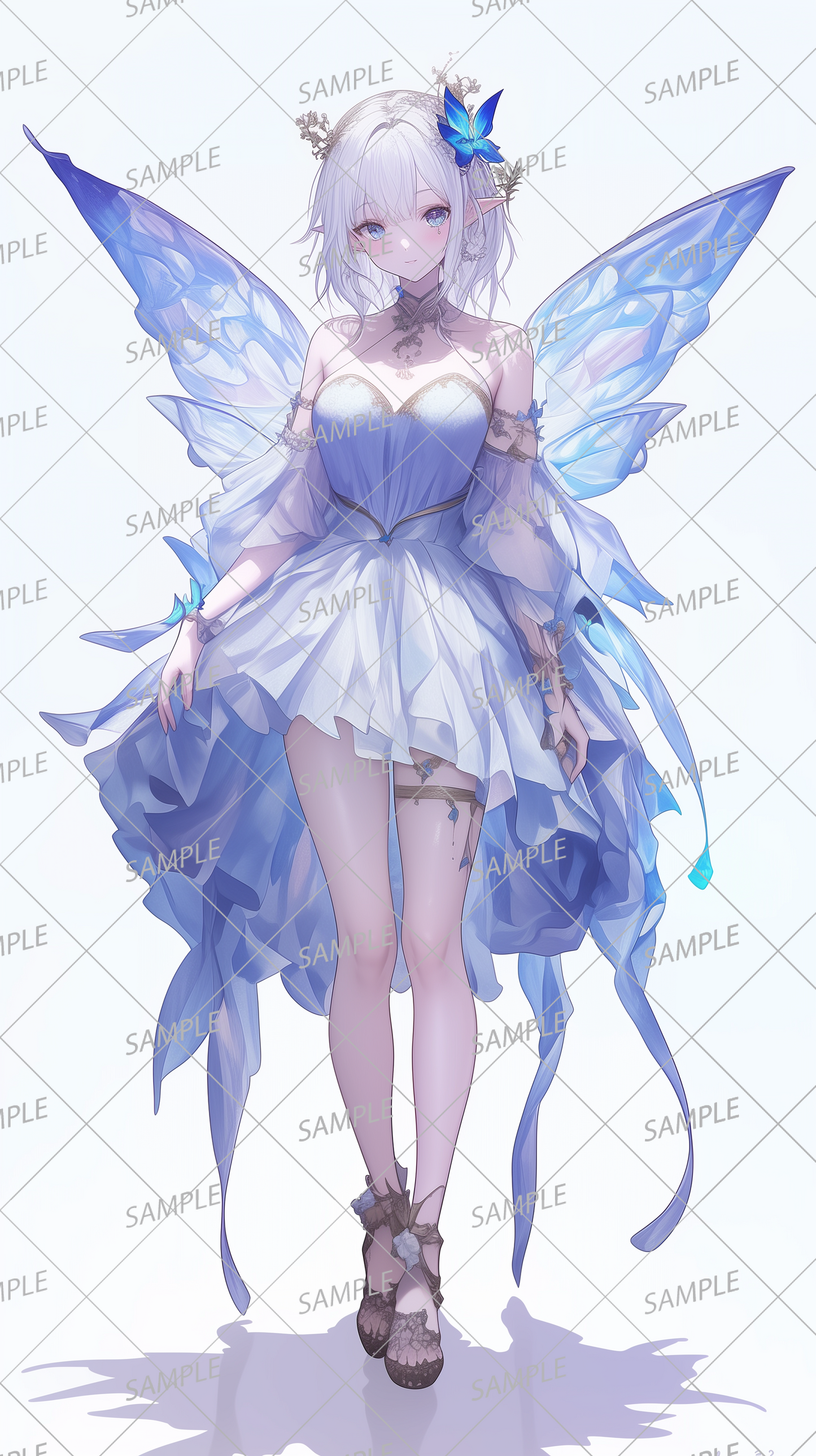 AA-0322: Cool fairy with butterfly wings wearing a blue dress