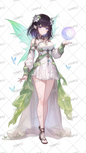 AA-0323: A wizard fairy wearing a white and green dress and floating a sphere