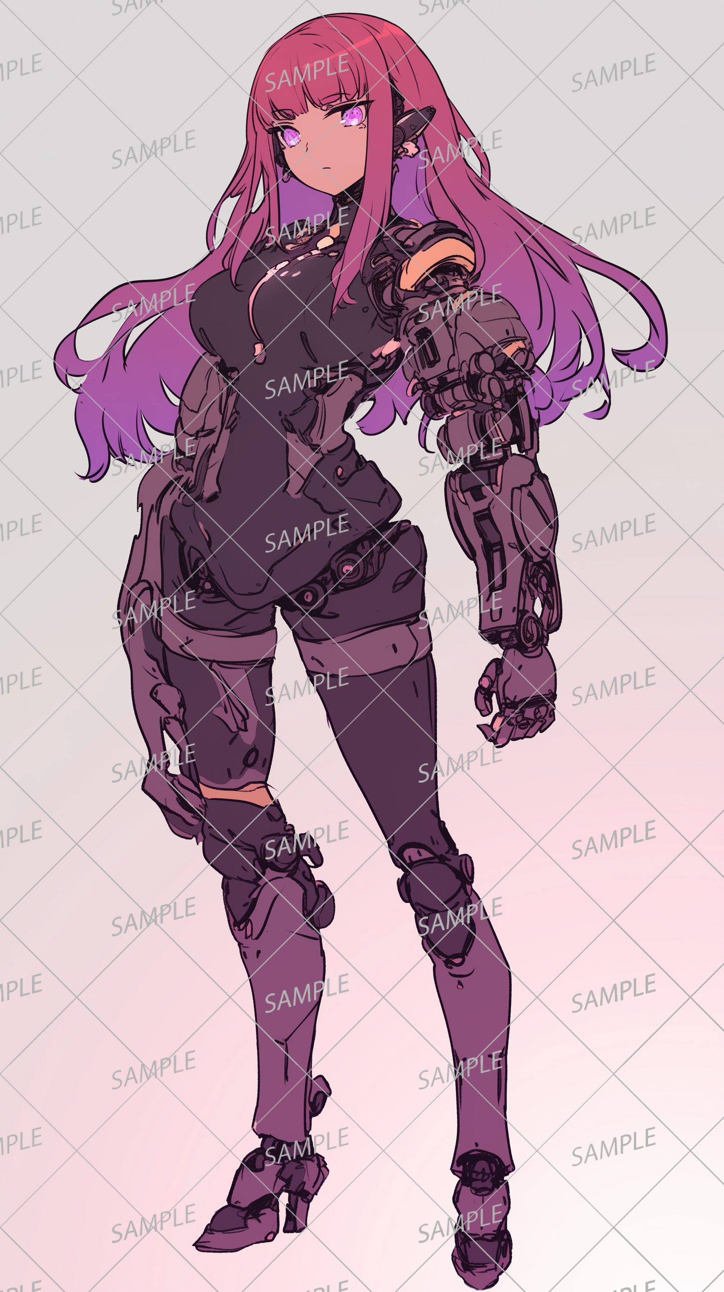 AA-0325: Pink haired cyborg cool girl