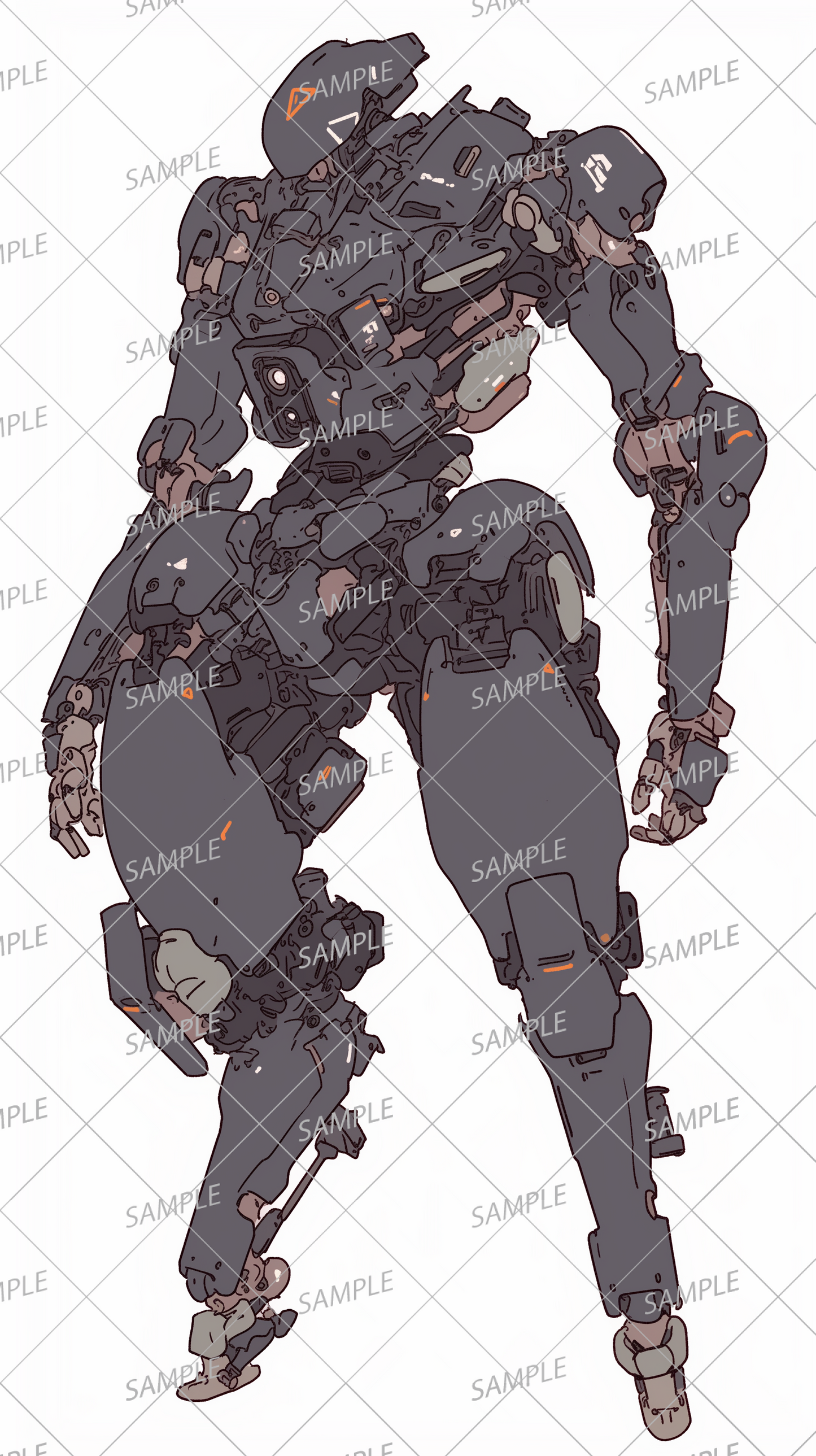 AA-0348:黒と灰色の重厚なデザインのロボット