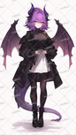 AA-0362 Purple hair gothic style dragon girl