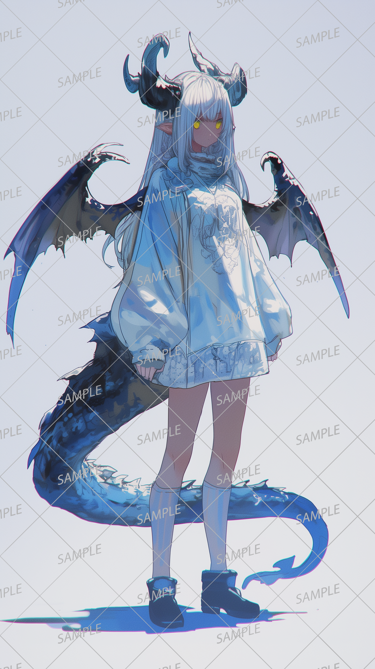 AA-0367 Dragon girl with horns and wings in long sleeve tops