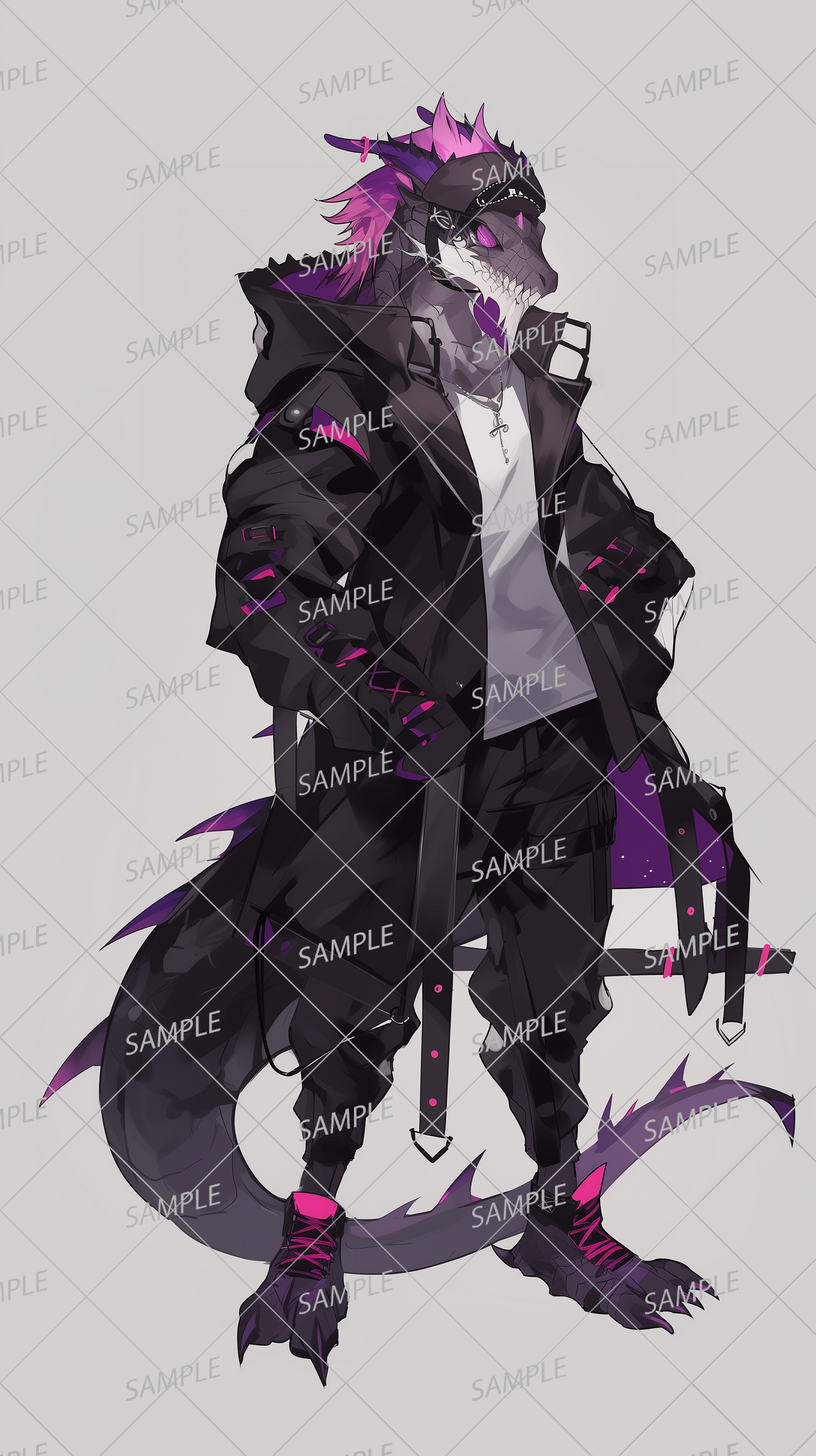 AA-0378 Modern fashion dragon male wearing black jacket and pants