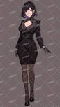 AA-0438 An intelligent and mysterious woman in a black suit and glasses