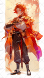 AA-0447 A one-armed man in a kimono with gorgeous red and gold decorations