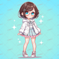 AA-0503 A short-haired mini character wearing glasses and a white hoodie