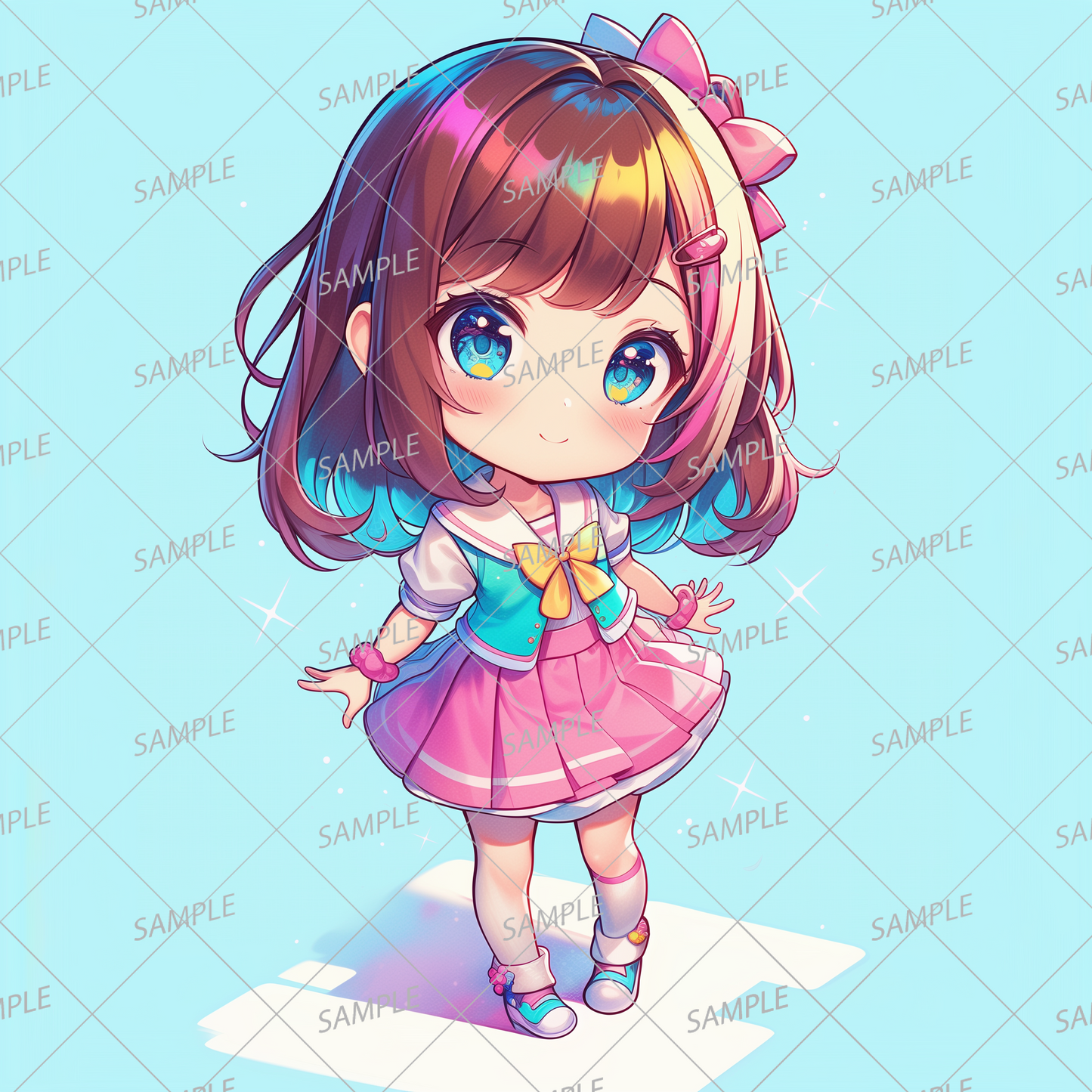 AA-0510 Brown-haired mini character wearing idol costume