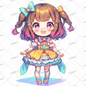 AA-0512 Twin-tailed mini character wearing a yellow and light blue idol costume