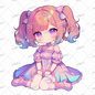 AA-0516 Pink twin-tailed mini character wearing a pastel-colored dress