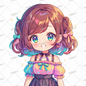 AA-0518 Smiling mini character wearing a colorful top and black skirt