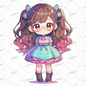 AA-0521 A mini character with twin tails wearing a checkered dress and glasses