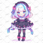 AA-0524 A white-haired mini character wearing a gothic black dress like an idol