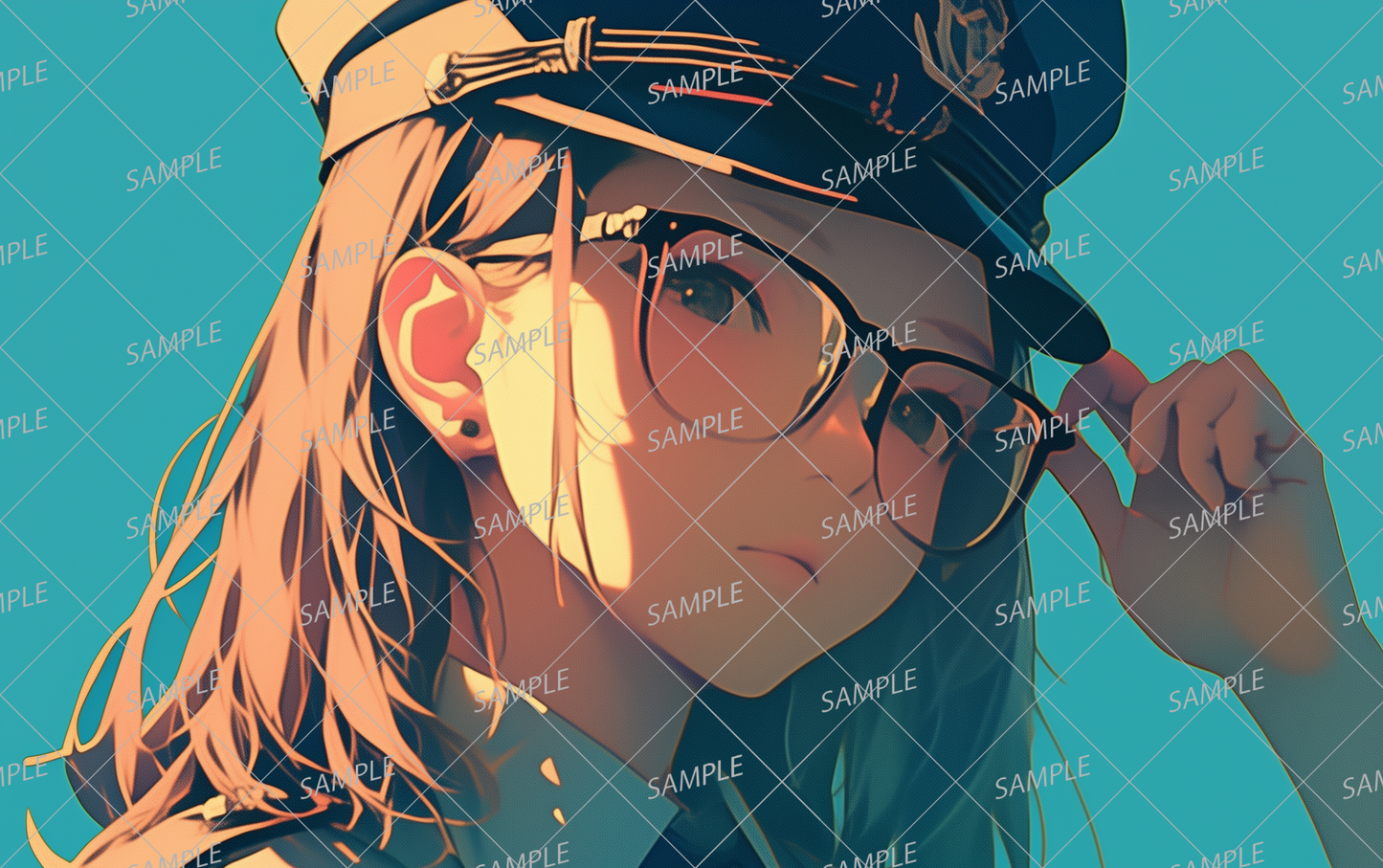 AA-0624 A brown-haired female police officer wearing glasses with a suspicious look