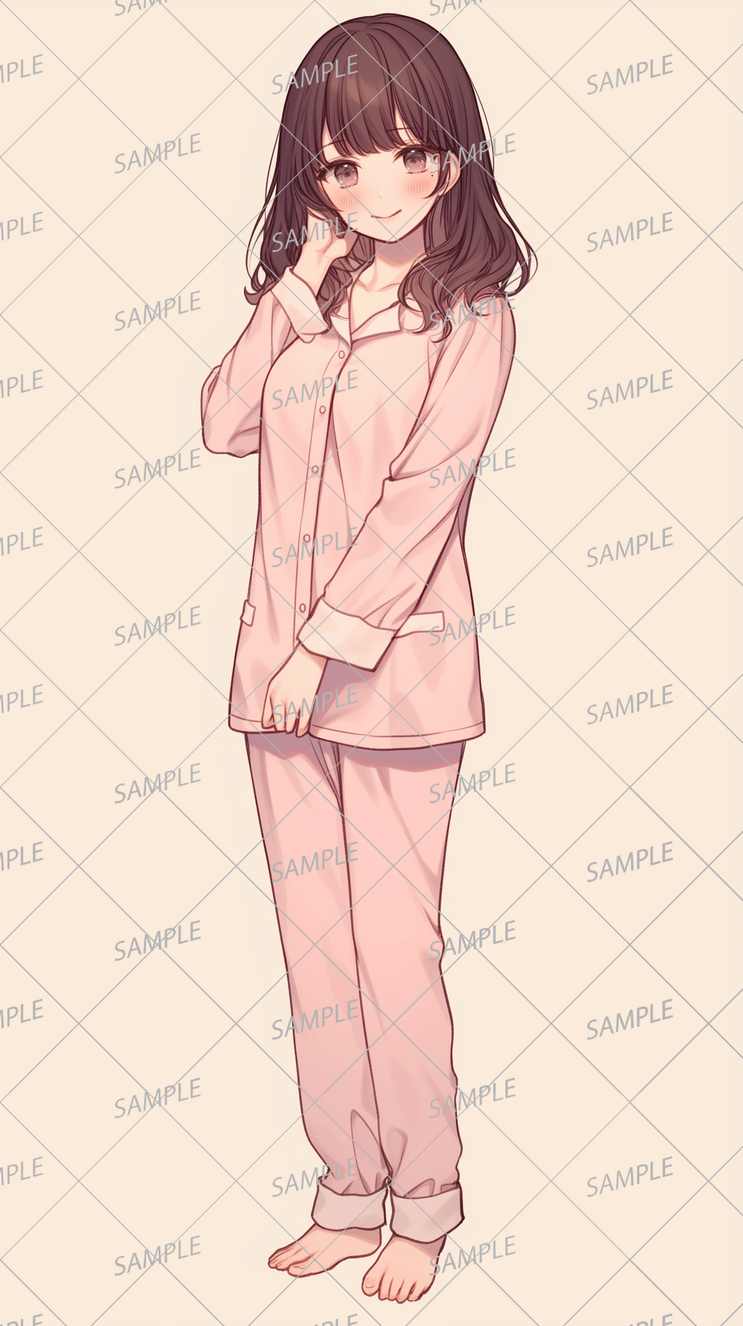 AA-0683 A girl in light pink pajamas with a soft and fluffy impression