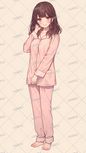 AA-0683 A girl in light pink pajamas with a soft and fluffy impression