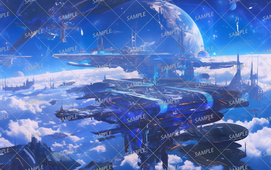 AA-0722 A complex futuristic city floating in space 3