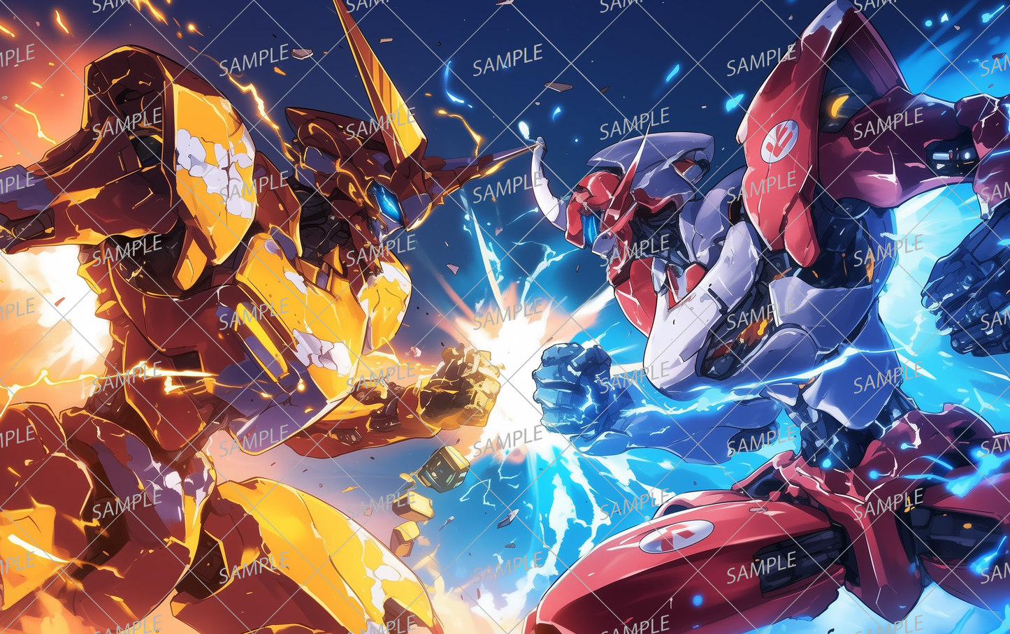 AA-0726 Powerful fist-clashing giant robot battle