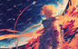 AA-0734 Profile of a man with orange hair and flames on his back against a starry background 2