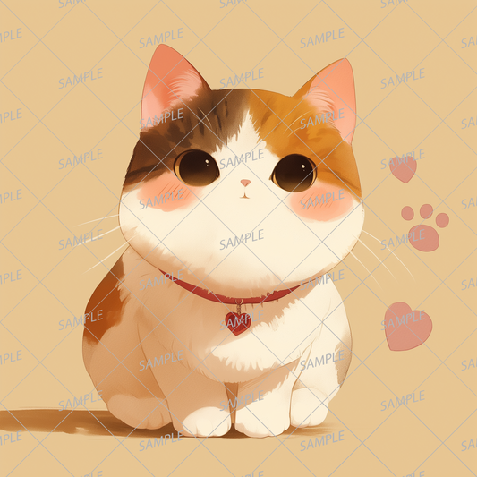 AA-0866 A kitten gazing with big eyes while wearing a collar with a heart-shaped accessory