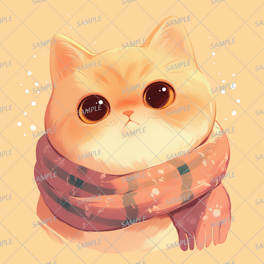 AA-0869 A kitten wearing a pink checked scarf and gazing with round eyes