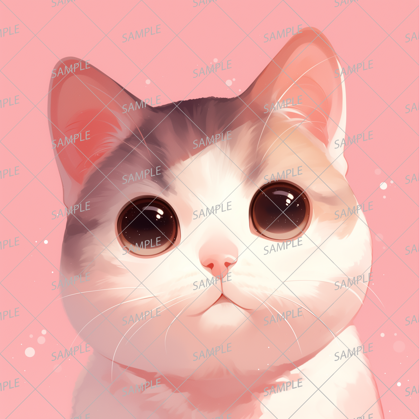 AA-0875 A cat with striking shiny eyes on a pink background