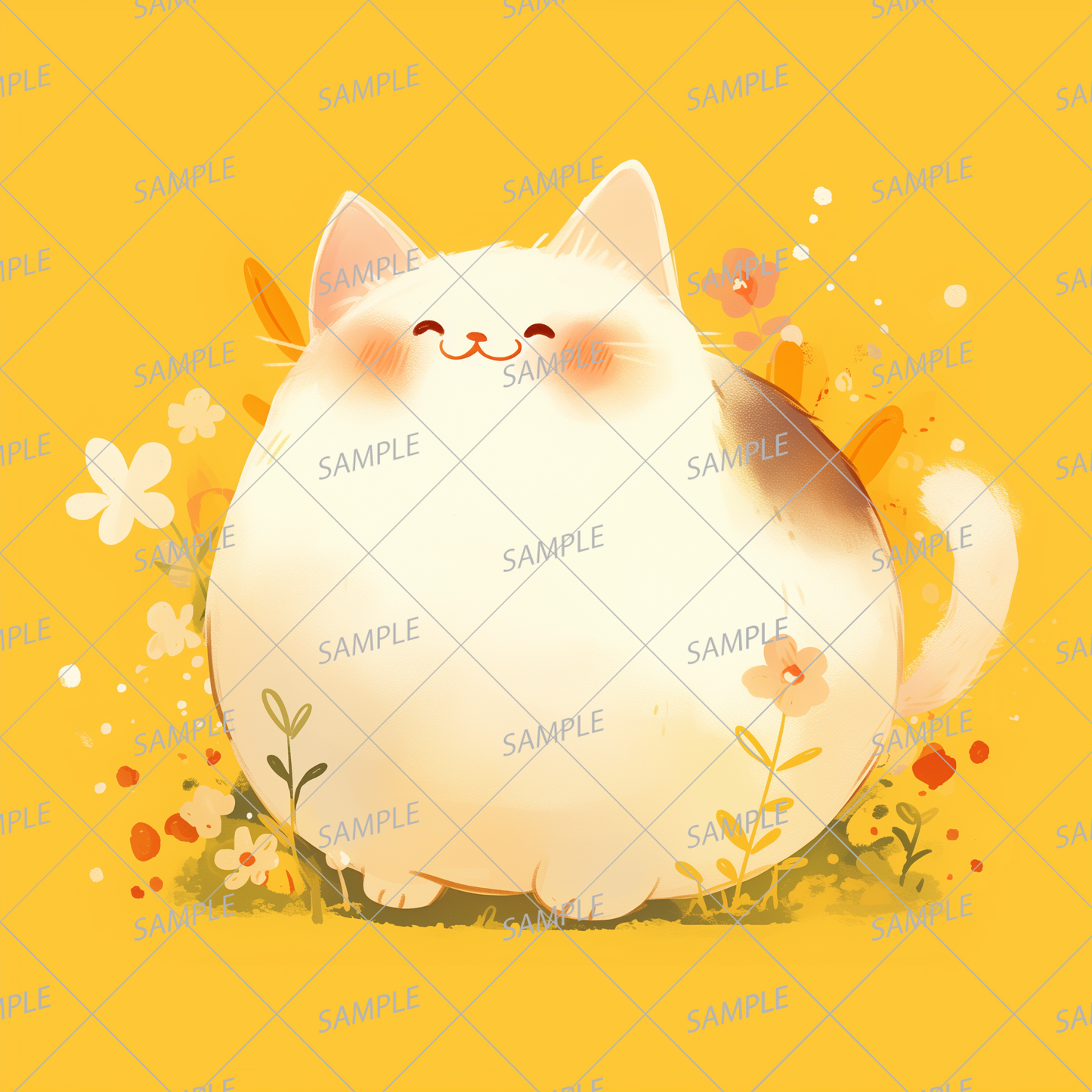 AA-0879 A cute, round cat with a plump figure