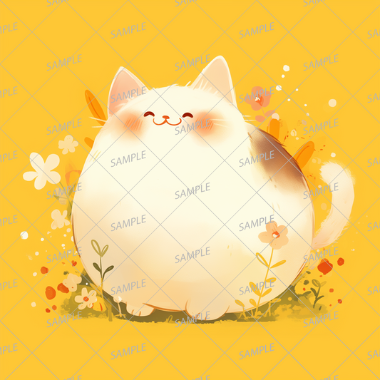 AA-0879 A cute, round cat with a plump figure