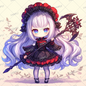 AA-0959 A gothic lolita-style deformed character with an expressionless, sinister staff