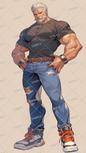 AA-1003: A middle-aged man with dignified white hair and a white beard, wearing ripped jeans and a black T-shirt