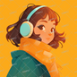 AA-1136: Icon of a girl wearing light blue earmuffs and an orange scarf