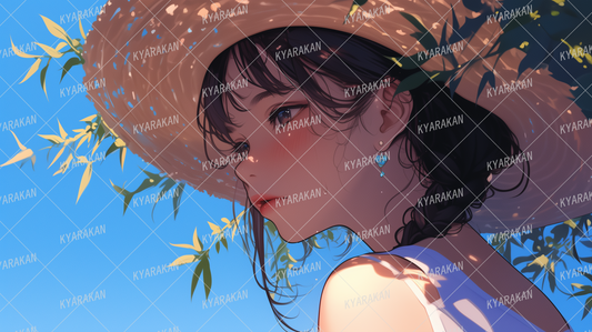 AA-1200: Straw hat girl and summer sunshine