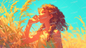 AA-1201: Golden grass swaying in the wind and a girl with curly hair