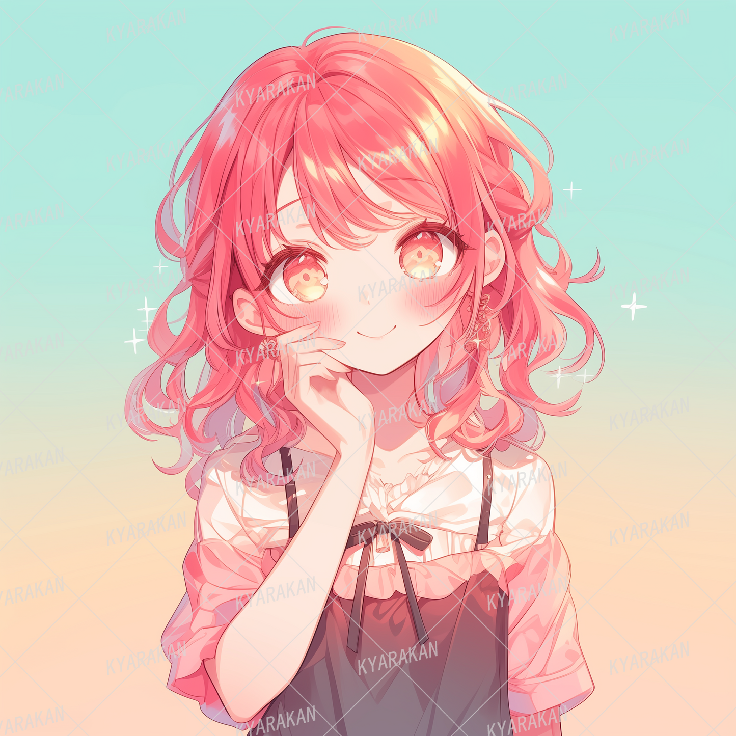 AA-1220: A cute girl with pop pink wavy hair