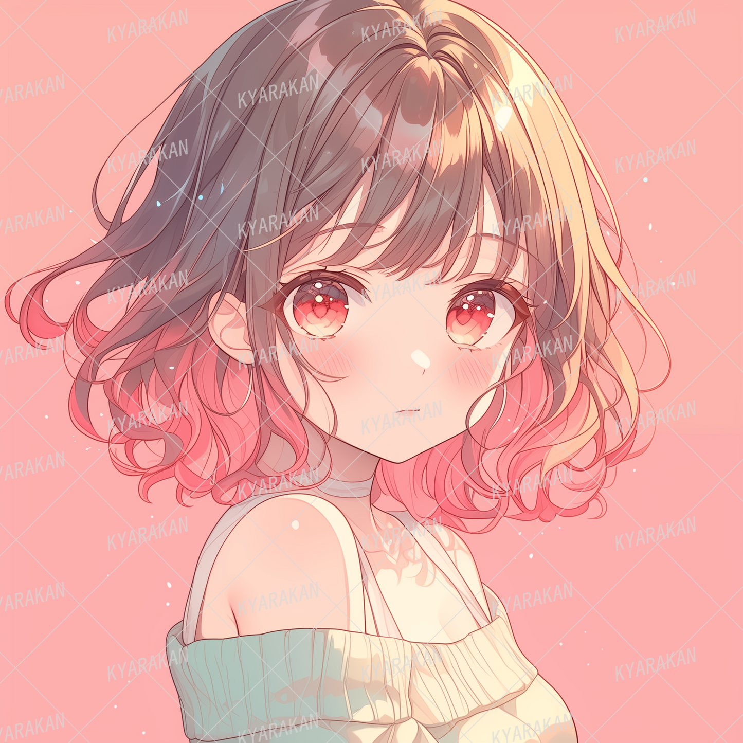 AA-1223: A girl with calm pink gradient hair