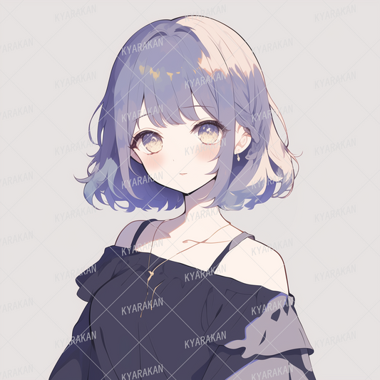 AA-1227: A girl with a neat bob cut and purple and beige gradation hair