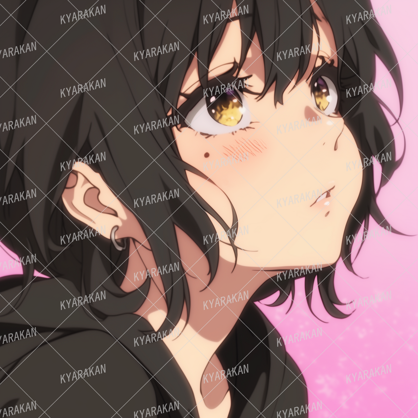 AA-1235: A girl with black hair and golden eyes who looks up shyly