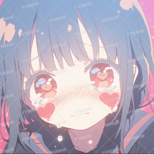 AA-1243: A blue-haired girl with a heart on her cheek and big tears