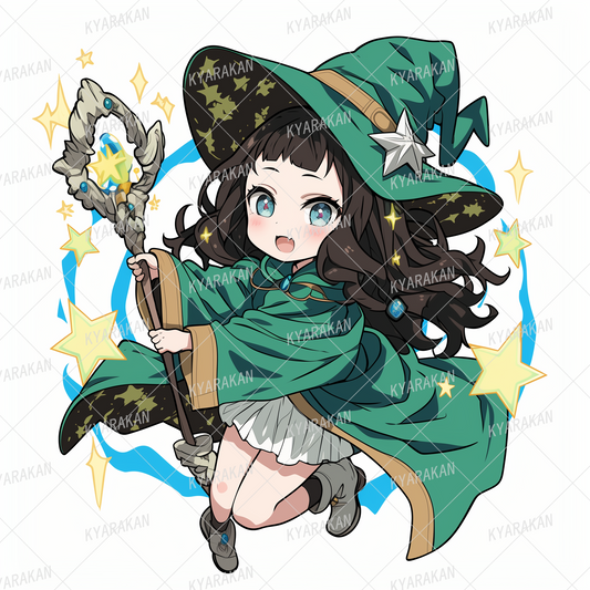 AA-1300: Green robe with star effect and wizard girl