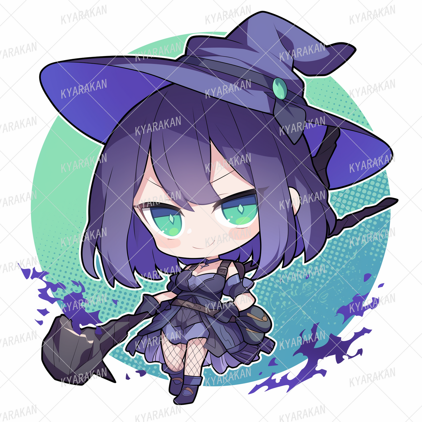 AA-1311: Purple Magical Girl with short hair and a smug look on her face holding a wand