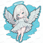 AA-1325: A white-haired angel girl wearing a white dress